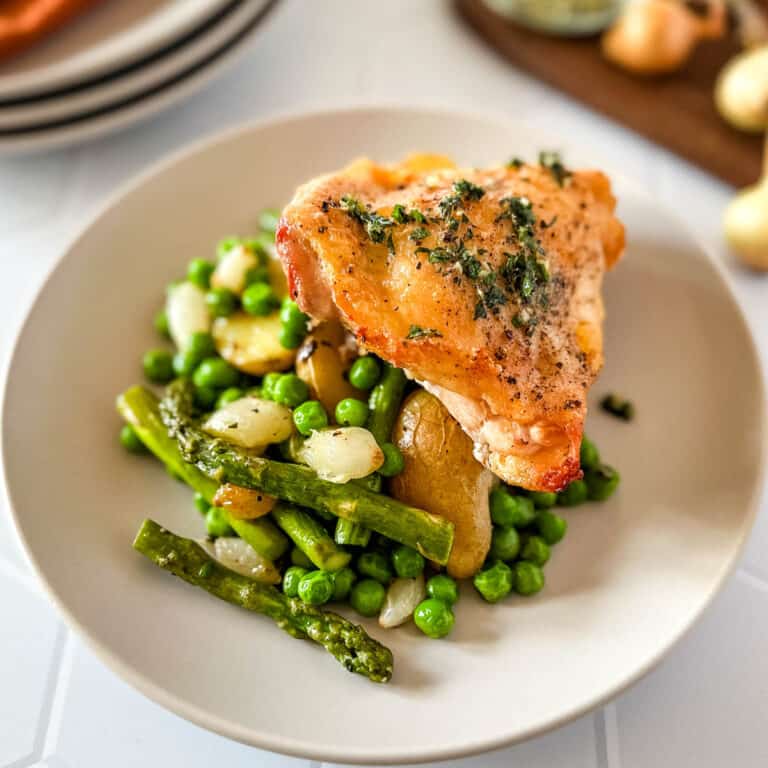 Easy Spring Sheet Pan Chicken with Asparagus and Peas